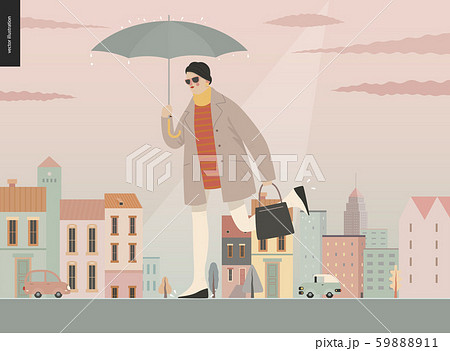 Rain Running Personのイラスト素材 5911