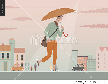 Rain - walking young man 59888927
