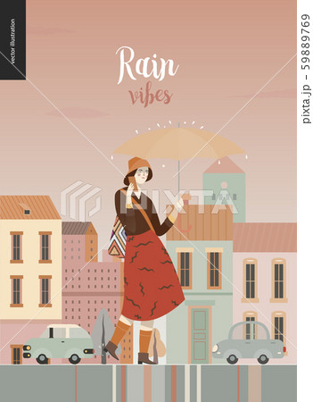 Rain - walking girl 59889769