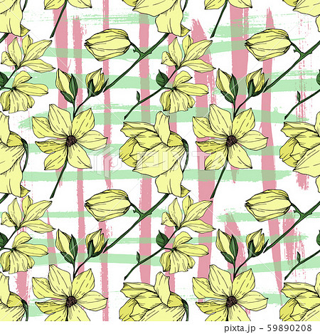 Vector Magnolia floral botanical flowers. Black and white engraved ink art. Seamless background Vector Magnolia floral botanical flowers. Black and white engraved ink art. Seamless background 59890208