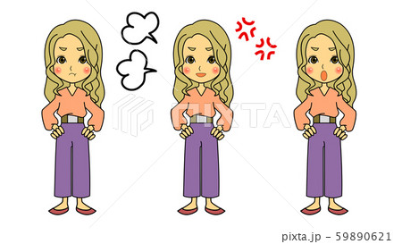 きれい女子怒る立ち絵２のイラスト素材