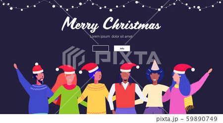 people in santa hats having fun mix race men women embracing merry christmas happy new year winter people in santa hats having fun mix race men women embracing merry christmas happy new year winter 59890749