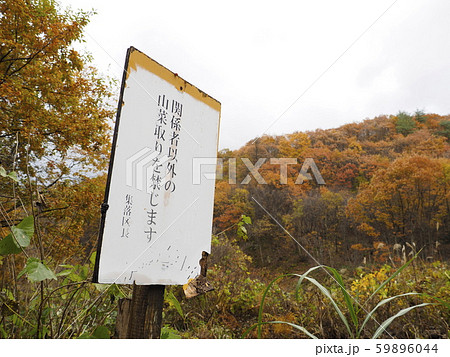 山菜採り禁止の立て看板【新潟県胎内市】 59896044