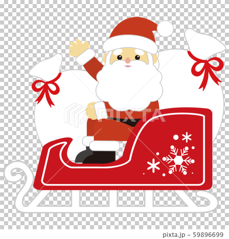 クリスマス ソリにのったサンタクロース プレゼント袋のイラスト素材