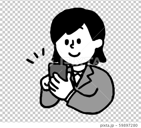 スマートフォンを操作するスーツ女性（シンプル） 59897280