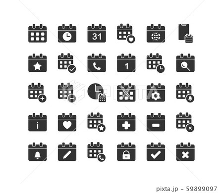 Calendar solid icon set. Vector and Illustration.のイラスト素材 [59899097] - PIXTA