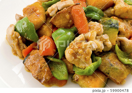 鶏肉と南瓜の黒酢炒め 鶏肉と南瓜の黒酢炒め 59900478