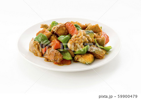 鶏肉と南瓜の黒酢炒め 59900479