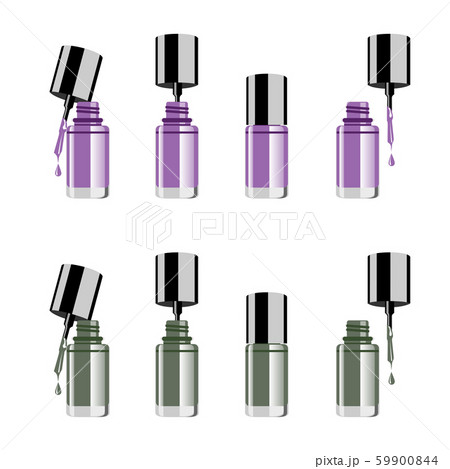 Nail polish colour set on white background with colorful drops realistic vector illustration 59900844