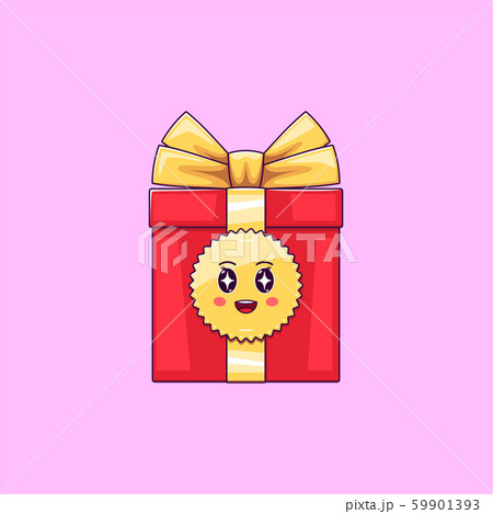 Cartoon kawaii Gift Box with Admiring face. Cute 59901393