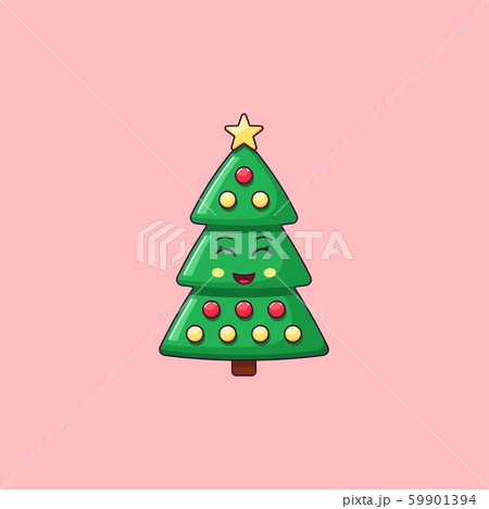 Cartoon kawaii Christmas tree with Smile and 59901394