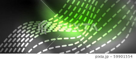 Neon vector wave lines abstract background, magic futuristic techno design 59901554