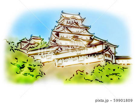 兵庫県姫路市 姫路城のイラスト素材