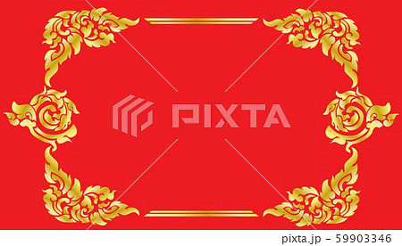 Thai elegant art Gold border frame in red background. Floral Thai art vintage illustration Thai elegant art Gold border frame in red background. Floral Thai art vintage illustration 59903346