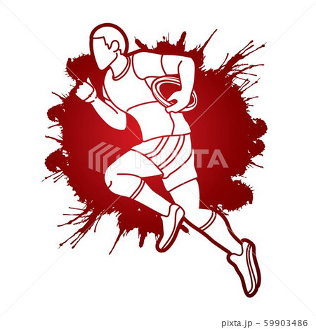 Rugby player action cartoon sport graphic vector 59903486