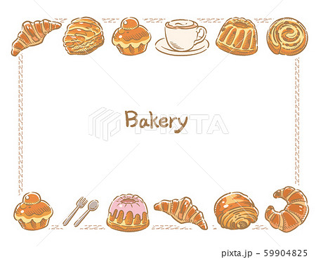 クロワッサンなどのパン 背景素材 のイラスト素材