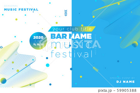 Music festival poster with abstract gradient background. Colorful Waves Gradient Background. Template for DJ Poster, Web Banner, Pop-Up, presentation, brochure. Geometric template vector design. 59905388