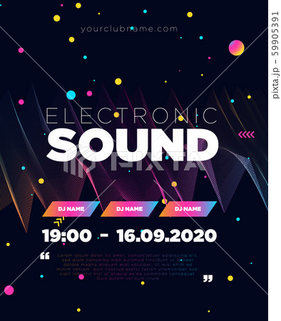 Music festival poster with abstract gradient background. Colorful Waves Gradient Background. Template for DJ Poster, Web Banner, Pop-Up, presentation, brochure. Geometric template vector design. 59905391