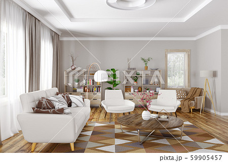 Interior design of modern living room 3d rendering 59905457