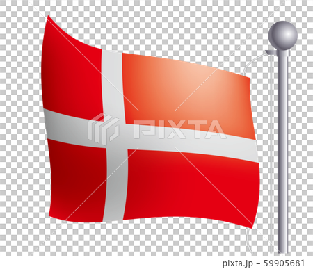 風にゆらめく国旗のイラスト・アイコン｜デンマークの国旗・フラッグ｜左向きのイラスト素材 [59905681] - PIXTA