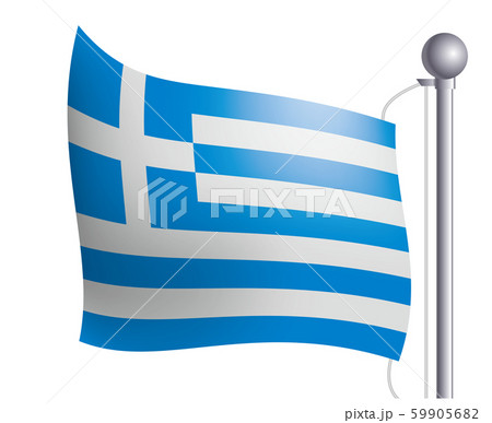風にゆらめく国旗のイラスト アイコン ギリシャの国旗 フラッグ 左向きのイラスト素材