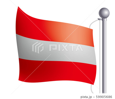 風にゆらめく国旗のイラスト アイコン オーストリアの国旗 フラッグ 左向きのイラスト素材