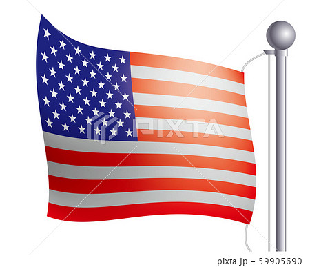 風にゆらめく国旗のイラスト・アイコン｜アメリカ合衆国の国旗・フラッグ｜左向き 59905690
