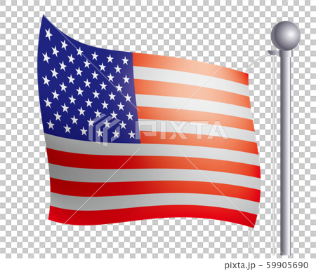 風にゆらめく国旗のイラスト・アイコン｜アメリカ合衆国の国旗・フラッグ｜左向き 59905690