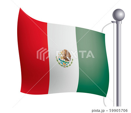 風にゆらめく国旗のイラスト アイコン メキシコの国旗 フラッグ 左向きのイラスト素材 59905706 Pixta