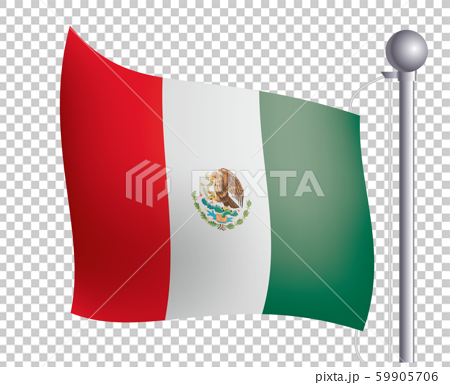 風にゆらめく国旗のイラスト アイコン メキシコの国旗 フラッグ 左向きのイラスト素材