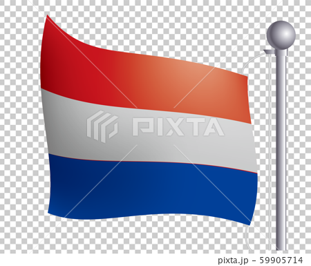 風にゆらめく国旗のイラスト アイコン ルクセンブルクの国旗 フラッグ 左向きのイラスト素材