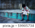 Asian boy sad and cry in the park,vintage tone 59905738