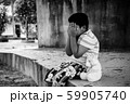 Asian boy sad and cry in the park,black and white 59905740