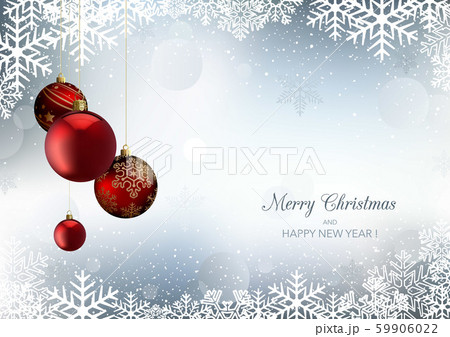 Christmas Greeting with Snowflakes and Xmas Balls Christmas Greeting with Snowflakes and Xmas Balls 59906022