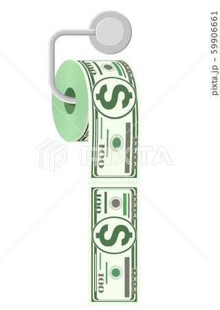 Hank of toilet paper dollar money. 59906661