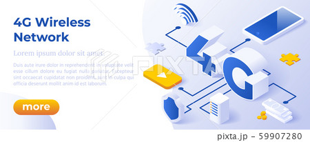 4G Network Wireless Technology Vector Illustration. Web Page Template. 59907280