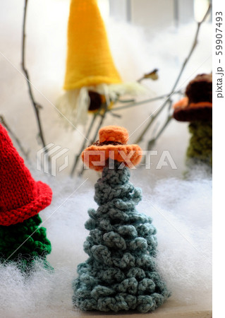green Christmas tree, handmade ornament for winter holiday at wintertime for home decor 59907493
