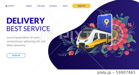 Web page design template for project delivery, transport, train. Modern vector illustration concepts 59907865
