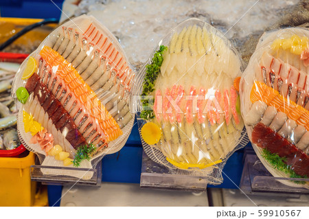 fresh korean style raw sea bream sashimi 59910567