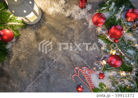 Christmas gifts on grey stone background 59911372
