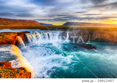 Fantastic sunrise scene of powerful Godafoss 59912407