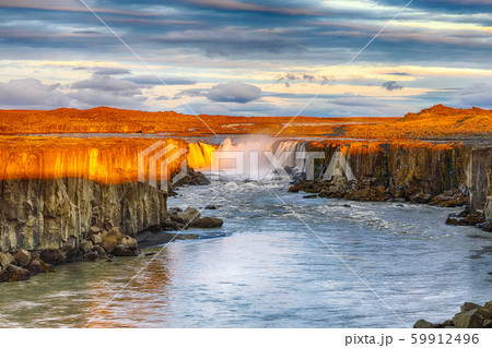 Dramatic sunset view of fantastic waterfall and Dramatic sunset view of fantastic waterfall and 59912496