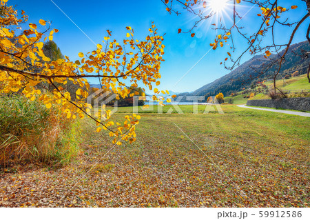 Splendid autumn panorama of Haidersee (Lago della 59912586