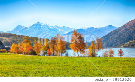Splendid autumn panorama of Haidersee (Lago della 59912620