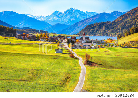 Magnificent autumn view of St.Valentin village and 59912634