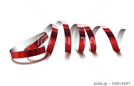Festive red ribbon on white background. Realistic vector streamers. 59914007