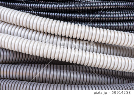 Electrical plastic corrugated pipe as background 59914258
