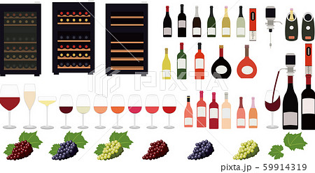 イラスト素材 ワイン ワインセラー ブドウ品種 家電のイラスト素材