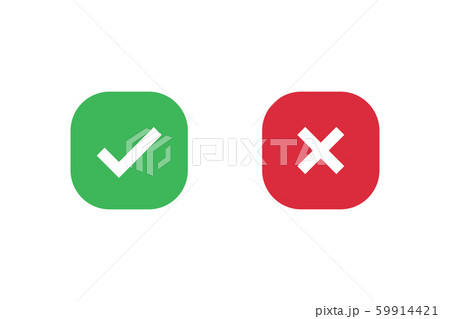 Checkmark X symbols on white isolated background. 59914421