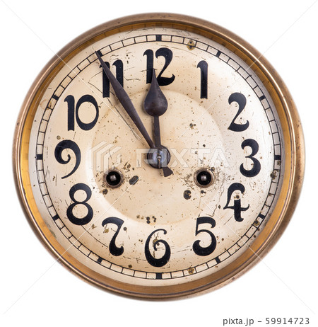 Old vintage dial clock isolated on white background Old vintage dial clock isolated on white background 59914723